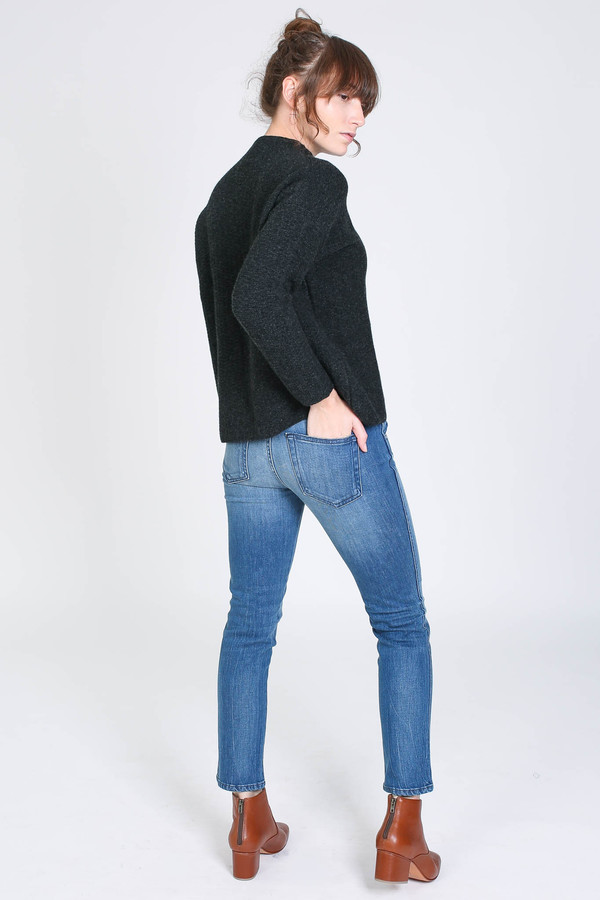 Evam Eva Cashmere garter stich pullover in charcoal Evam Eva Cashmere garter stich pullover in charcoal