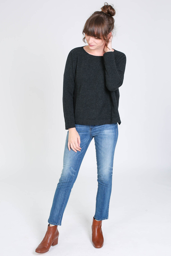 Evam Eva Wool sable pullover in charcoal Evam Eva Wool sable pullover in charcoal