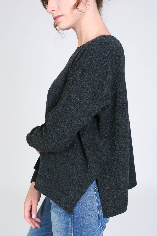 Evam Eva Wool sable pullover in charcoal Evam Eva Wool sable pullover in charcoal