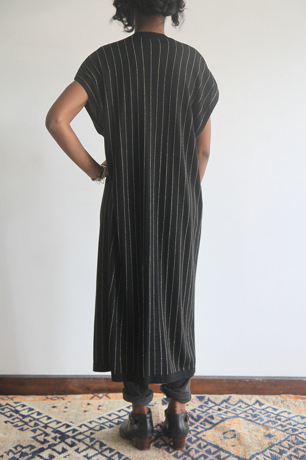 SomeLikeUs Vintage Metallic Stripe Long Knit Vest SomeLikeUs Vintage Metallic Stripe Long Knit Vest