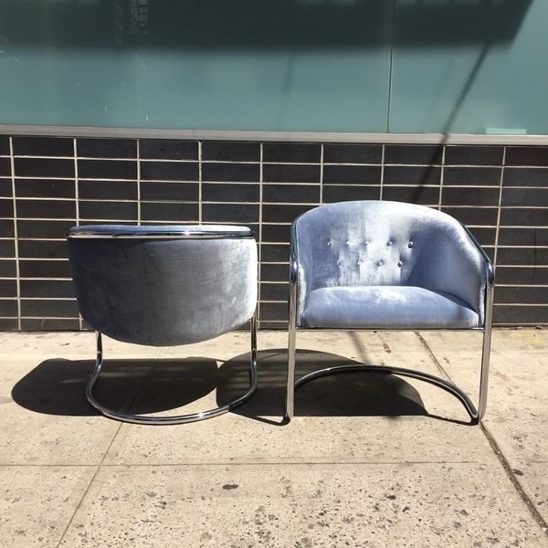 Chrome Cantilever Armchairs by Thonet Chrome Cantilever Armchairs by Thonet