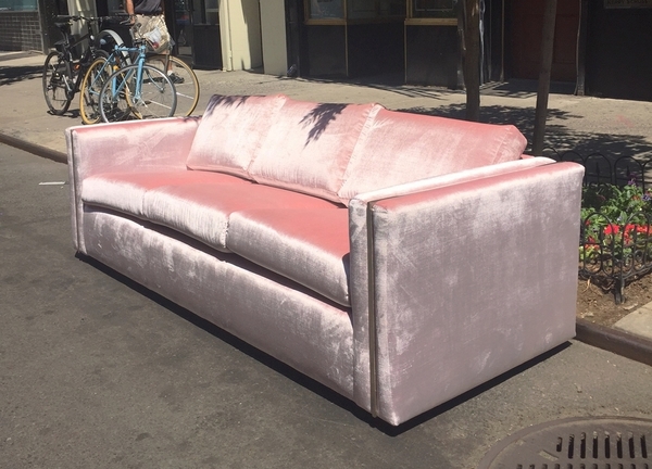 Milo Baughman Chrome & Velvet Sofa Milo Baughman Chrome & Velvet Sofa