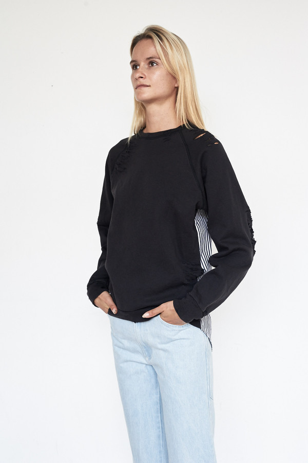 Lyz Olko Cotton L/S Crewneck - Black Stripe Lyz Olko Cotton L/S Crewneck - Black Stripe