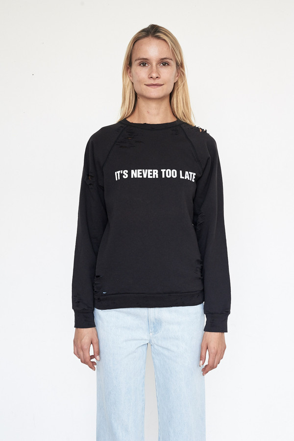 Lyz Olko Cotton Never Too Late Destroyed Crew Lyz Olko Cotton Never Too Late Destroyed Crew
