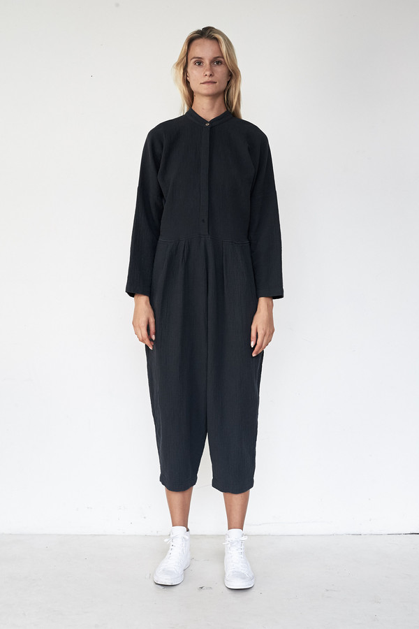 Black Crane Cotton Quilted Jumpsuit Black Crane Cotton Quilted Jumpsuit