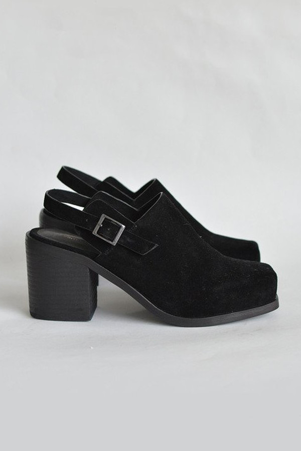 Intentionally Blank Suede Honcho Heel - Black Intentionally Blank Suede Honcho Heel - Black