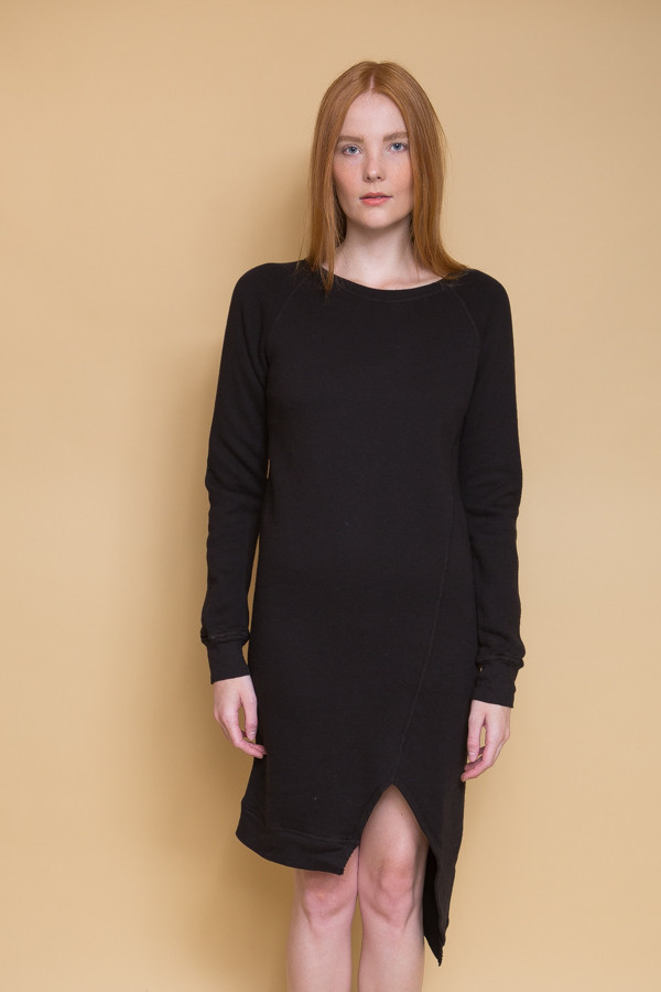 OAK Long Split Front Pullover / Black OAK Long Split Front Pullover / Black