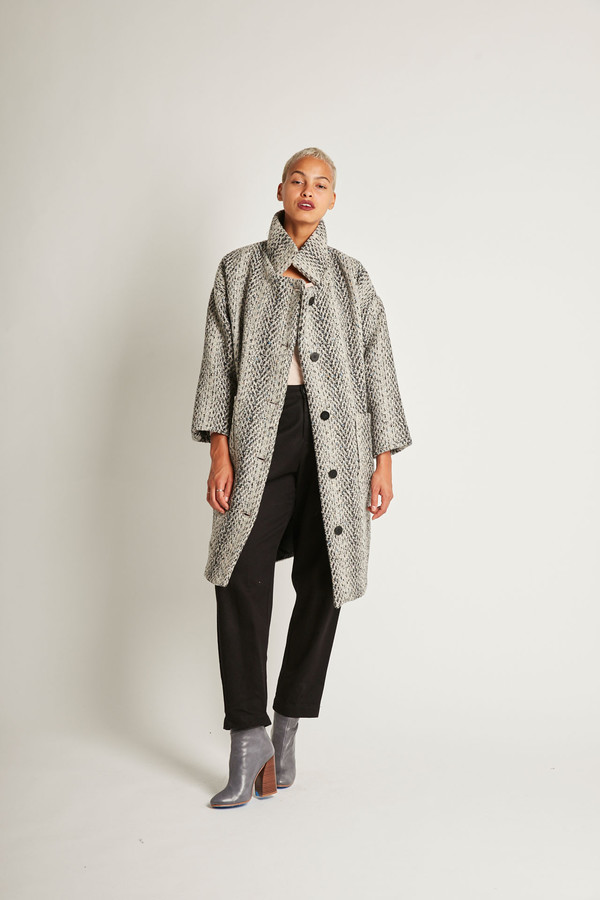 H. Fredriksson Kate Coat in Grey Tweed Wool H. Fredriksson Kate Coat in Grey Tweed Wool