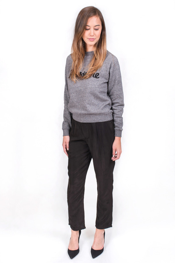 Maison Kitsune Parisienne Sweatshirt Black Melange Maison Kitsune Parisienne Sweatshirt Black Melange