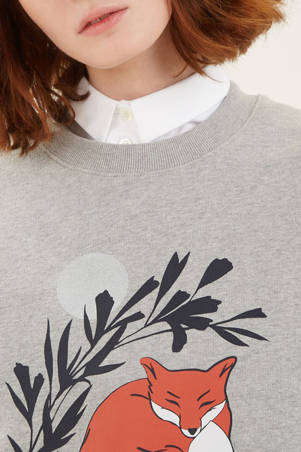 Kitsune Sweat Shirt Dan Ah Kim Asleep I Grey Melange Kitsune Sweat Shirt Dan Ah Kim Asleep I Grey Melange