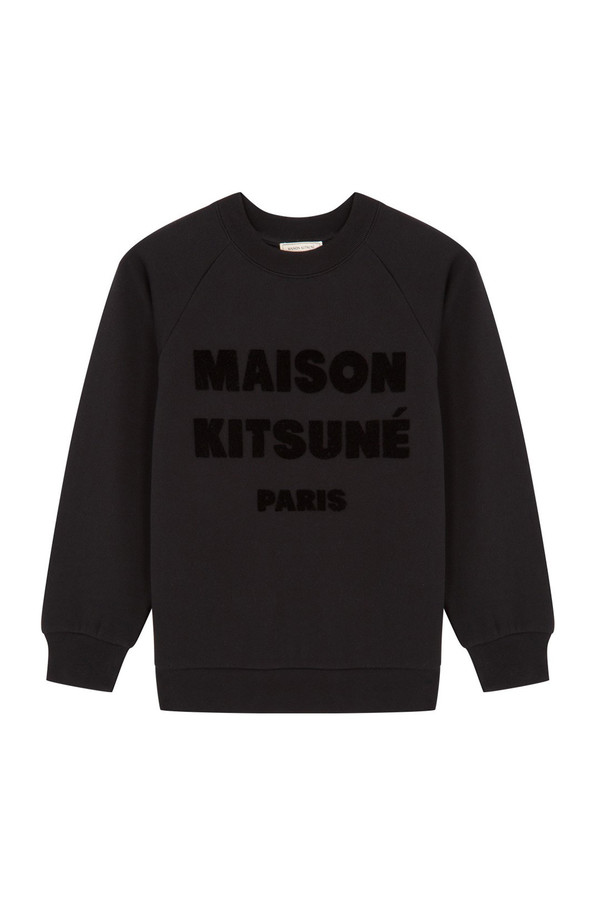 Kitsune Sweat Shirt Hair Print I Black Kitsune Sweat Shirt Hair Print I Black