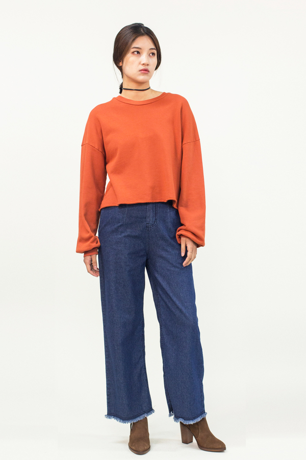 LACAUSA Cropped Pullover Top- Orange LACAUSA Cropped Pullover Top- Orange