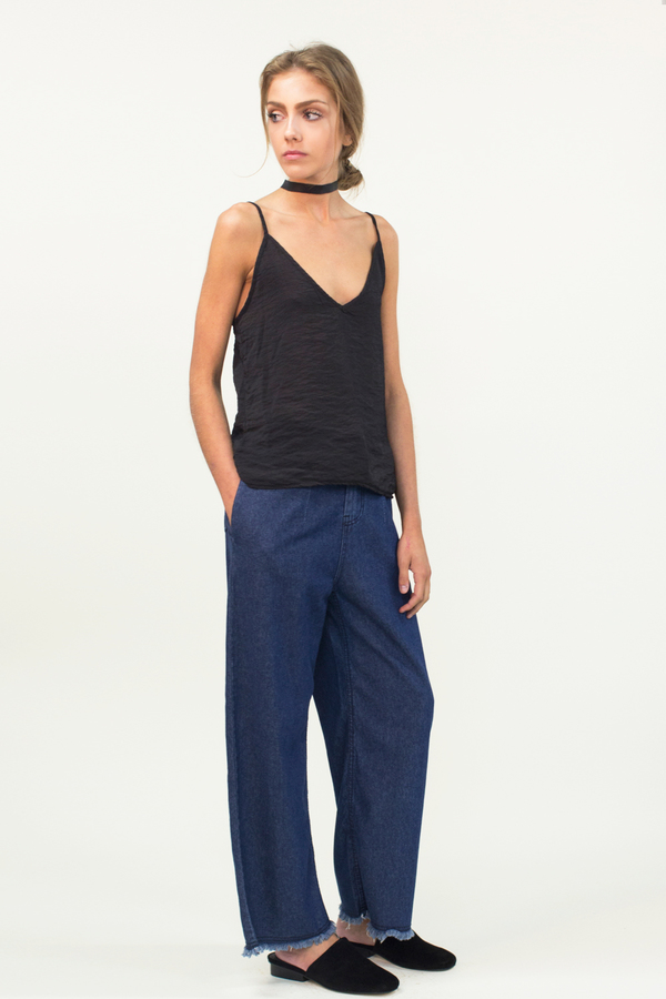 LACAUSA Sofia Slip Tank Top- Tar LACAUSA Sofia Slip Tank Top- Tar