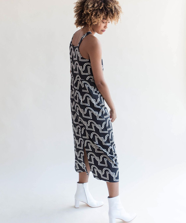 Dusen Dusen Black Duo Weave High Neck Dress Dusen Dusen Black Duo Weave High Neck Dress