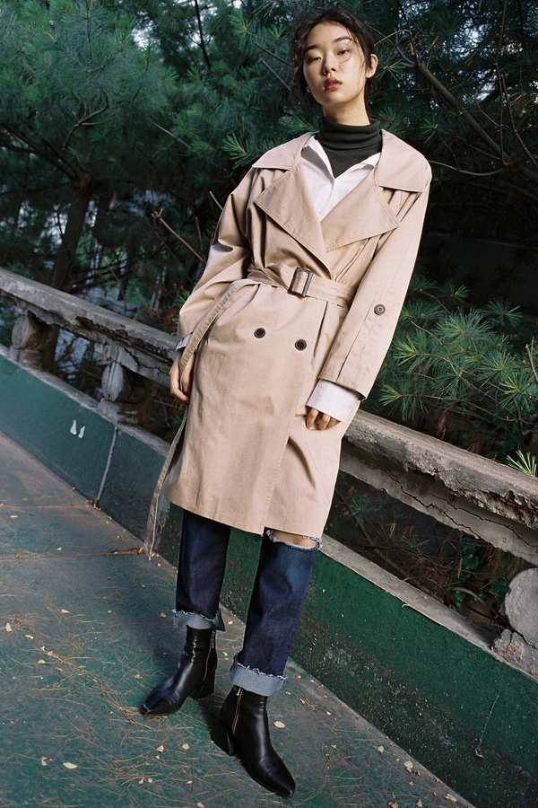 AMONG SEOUL Oversized Trench Coat- Khaki AMONG SEOUL Oversized Trench Coat- Khaki
