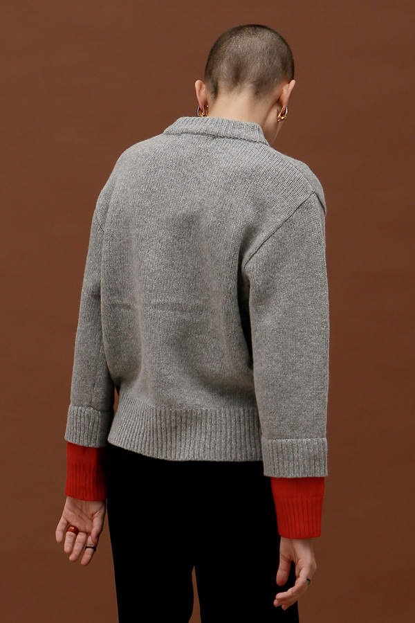 ROCKET LUNCH Double Sleeve Knit- Grey ROCKET LUNCH Double Sleeve Knit- Grey