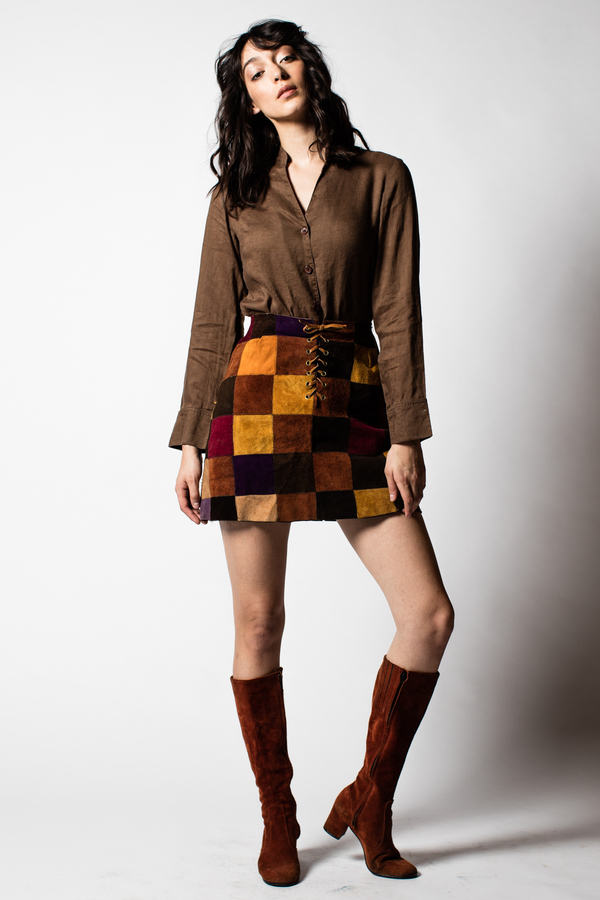 Blacksheep Vintage Patchwork Suede Mini Skirt Blacksheep Vintage Patchwork Suede Mini Skirt
