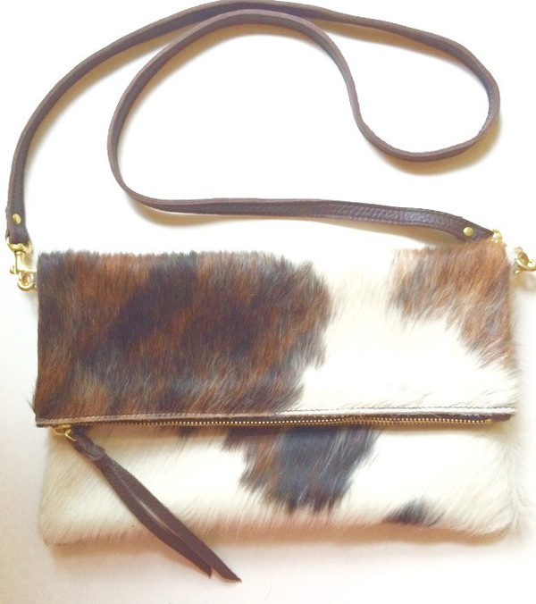 OLIVEVE anastasia cross body in brown natural hair calf leather OLIVEVE anastasia cross body in brown natural hair calf leather