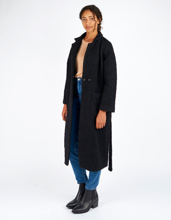 Ganni Fenn Long Wrap Coat Black Ganni Fenn Long Wrap Coat Black