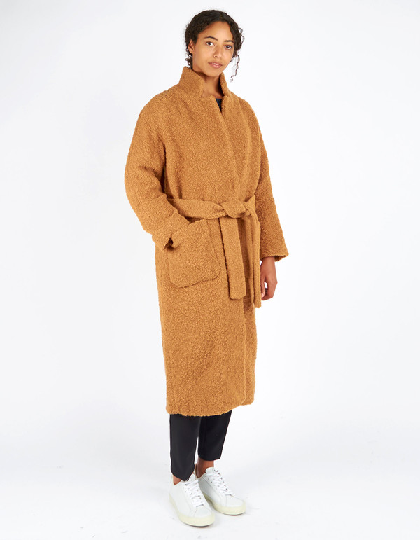 Ganni Fenn Long Wrap Coat Tobacco Brown Ganni Fenn Long Wrap Coat Tobacco Brown
