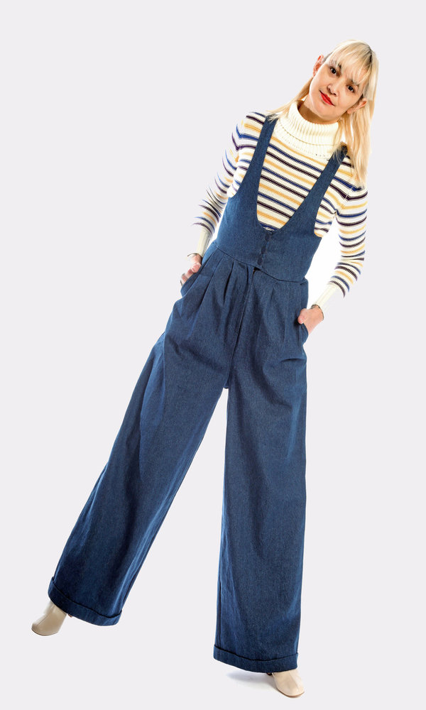 Kurt Lyle Olivia Suspender Pant in Dark Denim Kurt Lyle Olivia Suspender Pant in Dark Denim