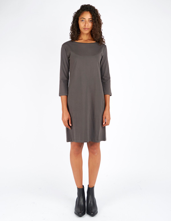 Kowtow Building Block Boat Neck Dress Charcoal Kowtow Building Block Boat Neck Dress Charcoal