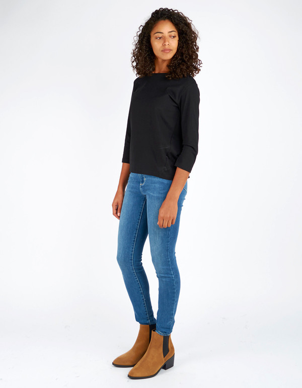Kowtow Building Block Boat Neck Top Black Kowtow Building Block Boat Neck Top Black