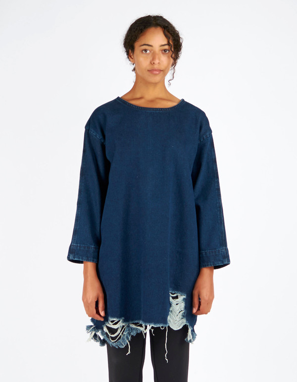 Waven Eira Distressed Denim T Dress Blue Rip & Repair Waven Eira Distressed Denim T Dress Blue Rip & Repair