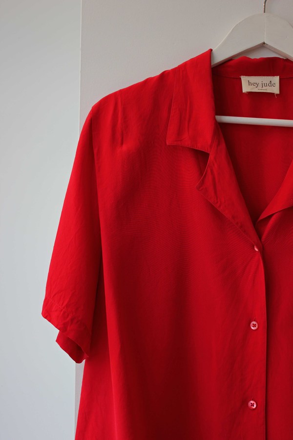 Hey Jude Vintage Crimson Silk Blouse Hey Jude Vintage Crimson Silk Blouse