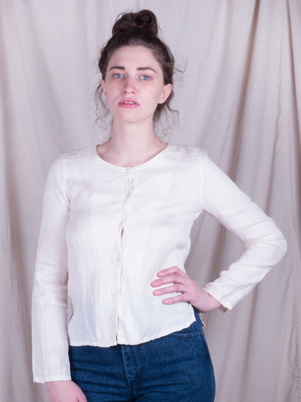 Woods Vintage Linen Buttondown Top Woods Vintage Linen Buttondown Top