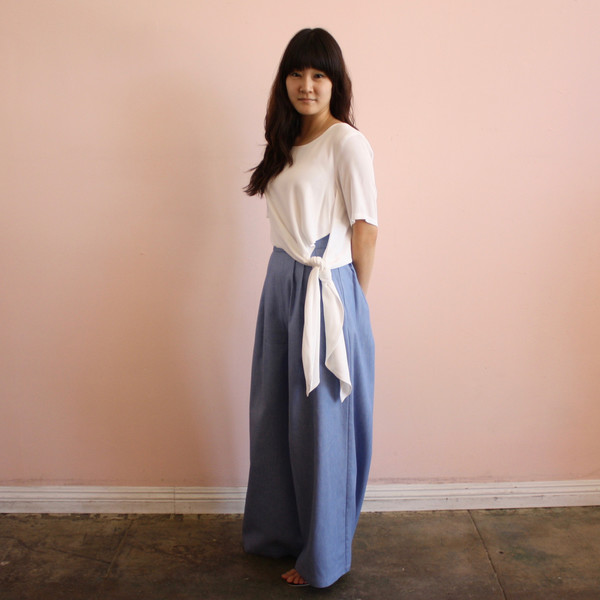 Sechung tie tee - white crepe Sechung tie tee - white crepe