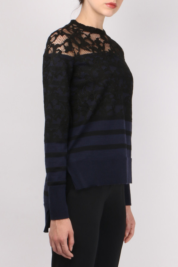 (nude) Striped Round Neck Sweater (nude) Striped Round Neck Sweater