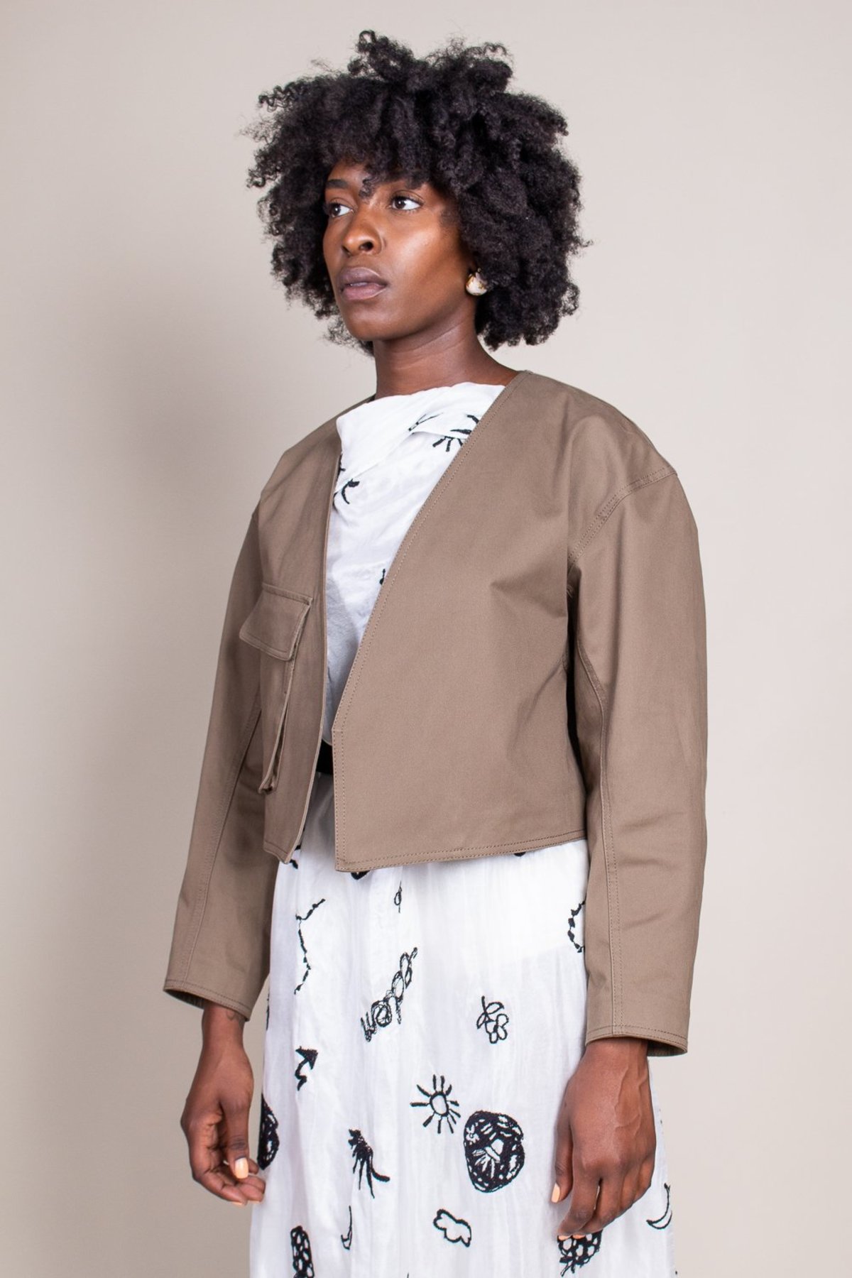 Tibi Myriam Twill Jacket Utility Brown Tibi Myriam Twill Jacket Utility Brown