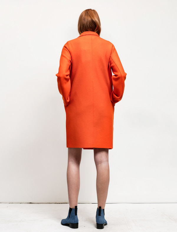 Harris Wharf Womens Cocoon Coat Pressed Wool Orange Harris Wharf Womens Cocoon Coat Pressed Wool Orange