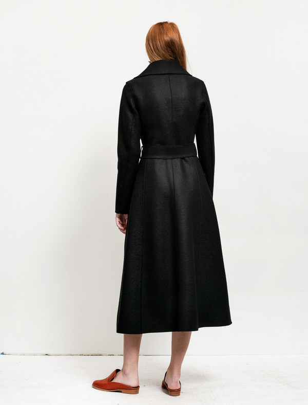Harris Wharf Womens Long Duster Coat Pressed Wool Black Harris Wharf Womens Long Duster Coat Pressed Wool Black