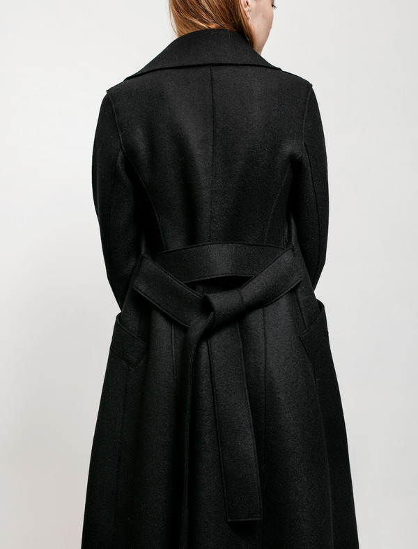 Harris Wharf Womens Long Duster Coat Pressed Wool Black Harris Wharf Womens Long Duster Coat Pressed Wool Black