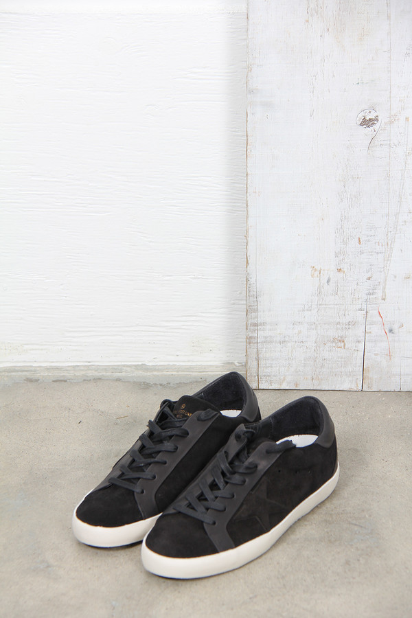 Golden Goose SUPERSTAR BESPOKE SNEAKER IN BLACK SUEDE WITH LEATHER STAR Golden Goose SUPERSTAR BESPOKE SNEAKER IN BLACK SUEDE WITH LEATHER STAR