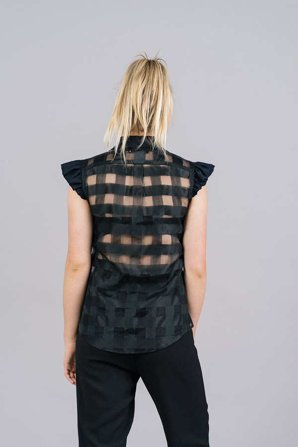 Harvey Faircloth Sleeveless Top with Ruffle Shoulder Detail Harvey Faircloth Sleeveless Top with Ruffle Shoulder Detail