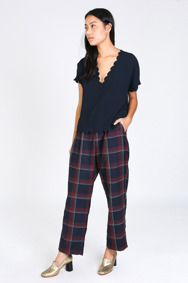 Suno Pleat front trouser in wine Suno Pleat front trouser in wine