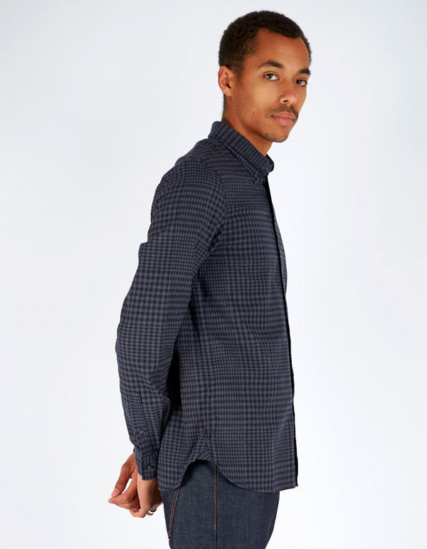 Men's Fred Perry Distorted Gingham Twill Shirt Graphite Marl Men's Fred Perry Distorted Gingham Twill Shirt Graphite Marl