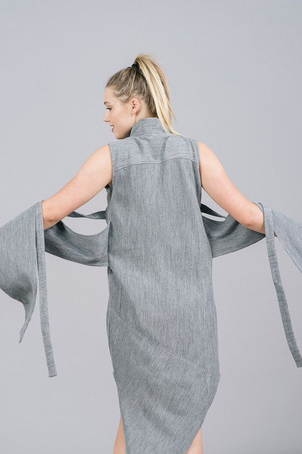House of Sunny Asymmetric Rib Dress With High Neck House of Sunny Asymmetric Rib Dress With High Neck