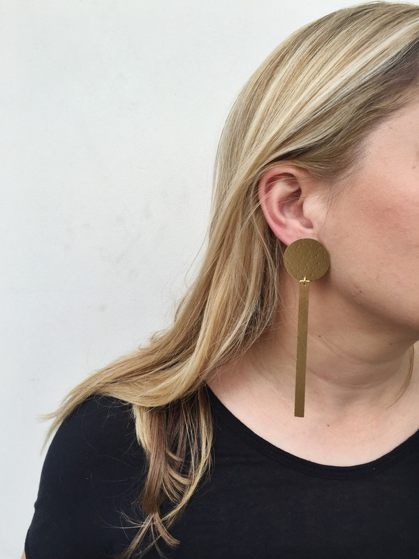 Modern Weaving Sun Dial Earrings in Brass Modern Weaving Sun Dial Earrings in Brass