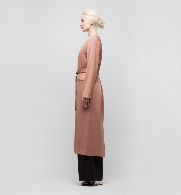 Ryan Roche Long Collarless Jacket Rose Sable Ryan Roche Long Collarless Jacket Rose Sable