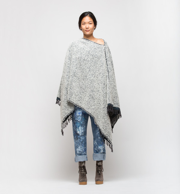 Lemlem Teddy Reversible Wrap Poncho Cloud Lemlem Teddy Reversible Wrap Poncho Cloud