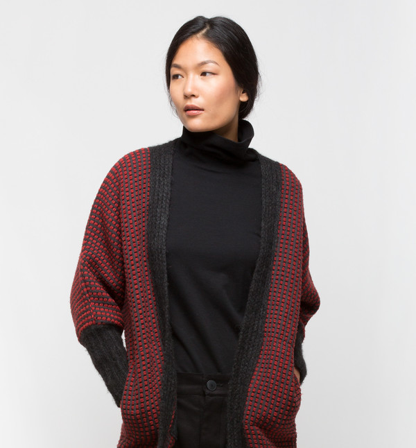 Lemlem Tolo Knit Trim Long Cardigan Rust Lemlem Tolo Knit Trim Long Cardigan Rust