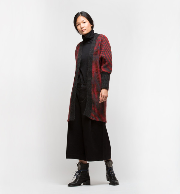 Lemlem Tolo Knit Trim Long Cardigan Rust Lemlem Tolo Knit Trim Long Cardigan Rust
