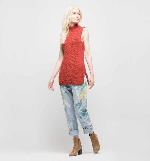 VOZ Textured Mock Neck Brick VOZ Textured Mock Neck Brick