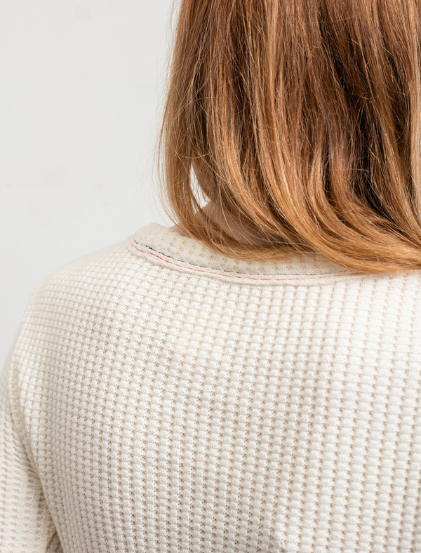 Trademark Embroidered Waffle Crewneck Cream Trademark Embroidered Waffle Crewneck Cream
