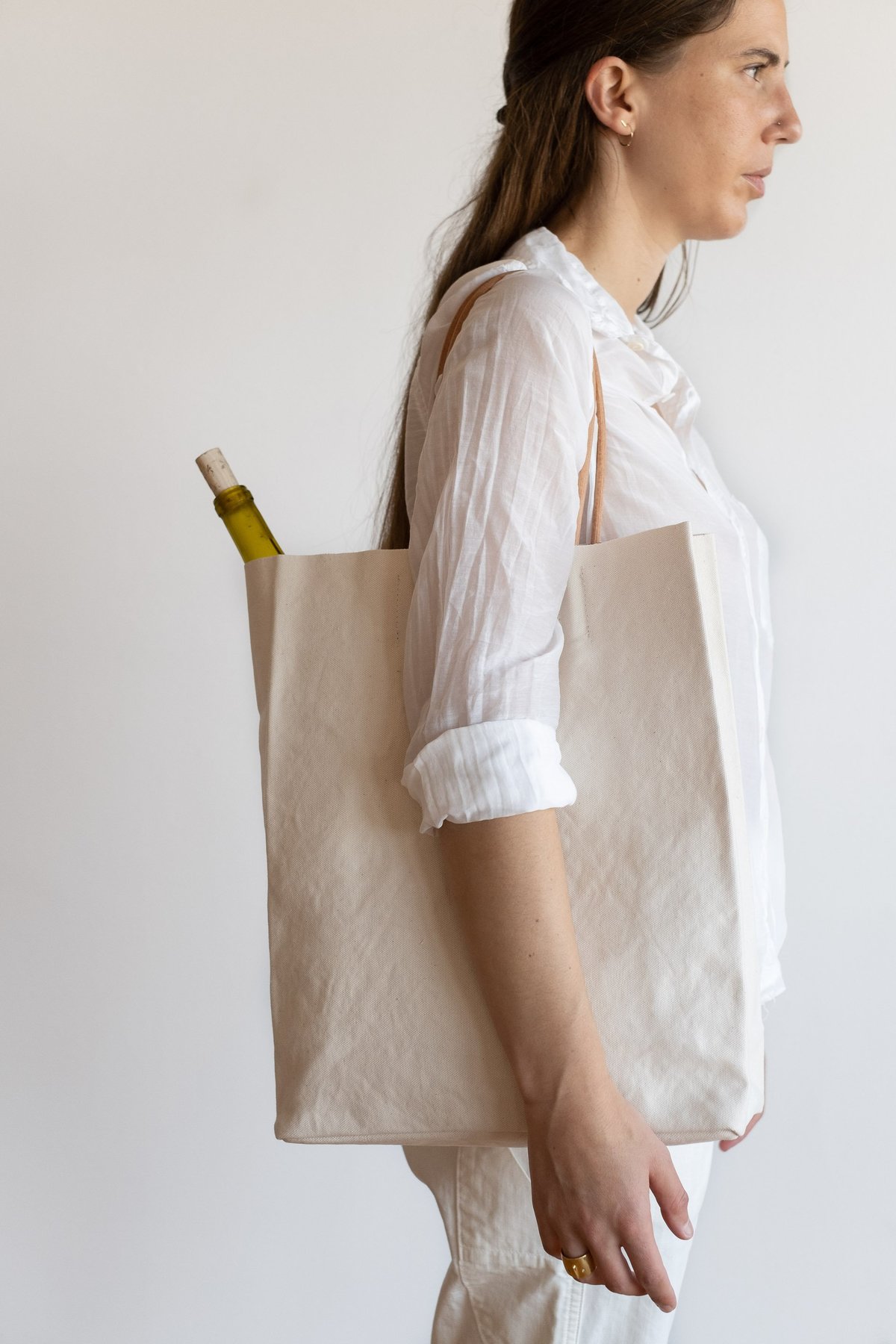 Amiacalva Tall Canvas Paper Bag White Garmentory
