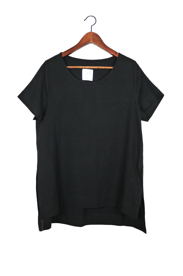 Jamie + The Jones Split Tee, Black Raw Silk Jamie + The Jones Split Tee, Black Raw Silk